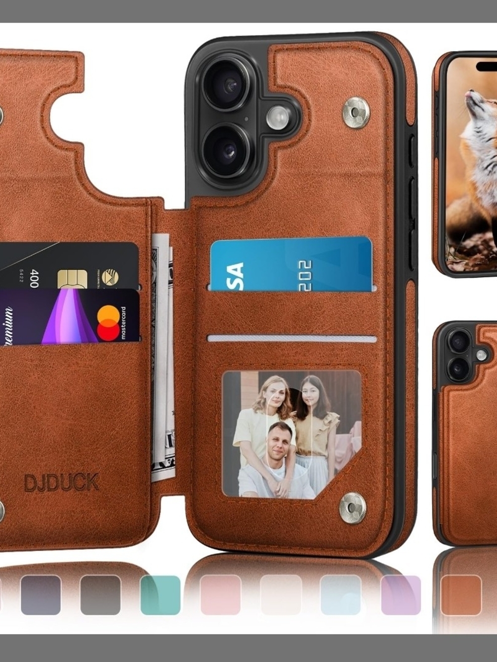 DJDUCK iPhone 16 Case Wallet - Light Brown